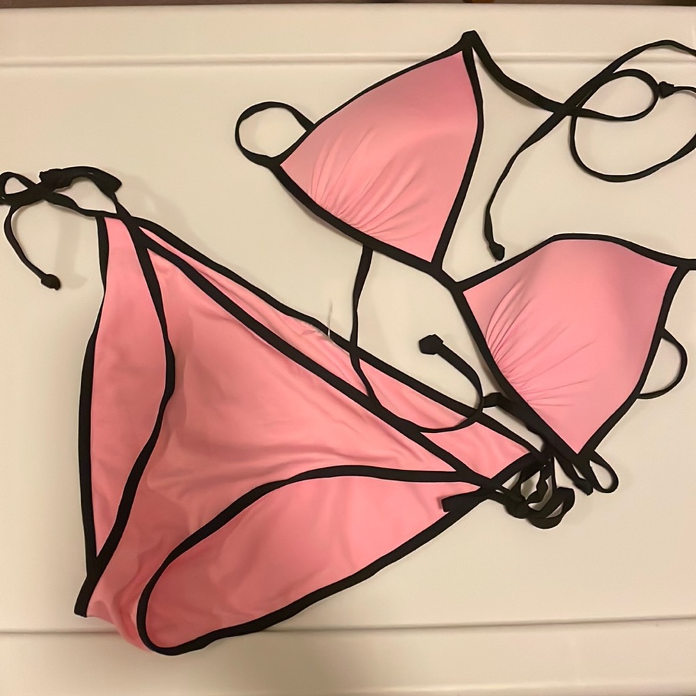 H&M string bikini pink and black